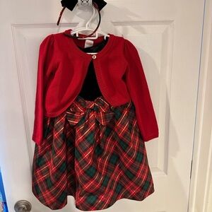 Girls 3T holiday dress and sweater with headband